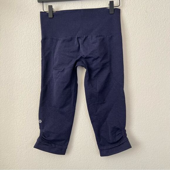 Lululemon Ebb And Flow Crop Inkwell Navy Blue seamless ruched - Picture 2 of 11